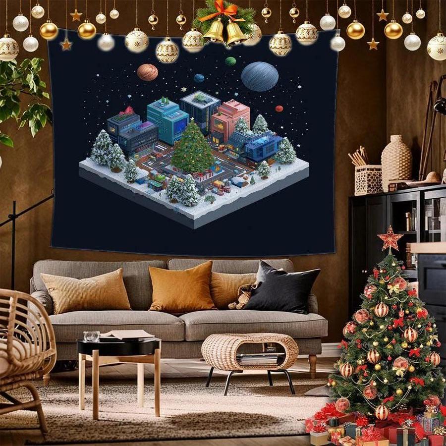 Deer Christmas Tapestry Background Cloth Hanging Cloth Bedroom Bedside Decorative Wall Cloth Rental Dormitory Tapestry
