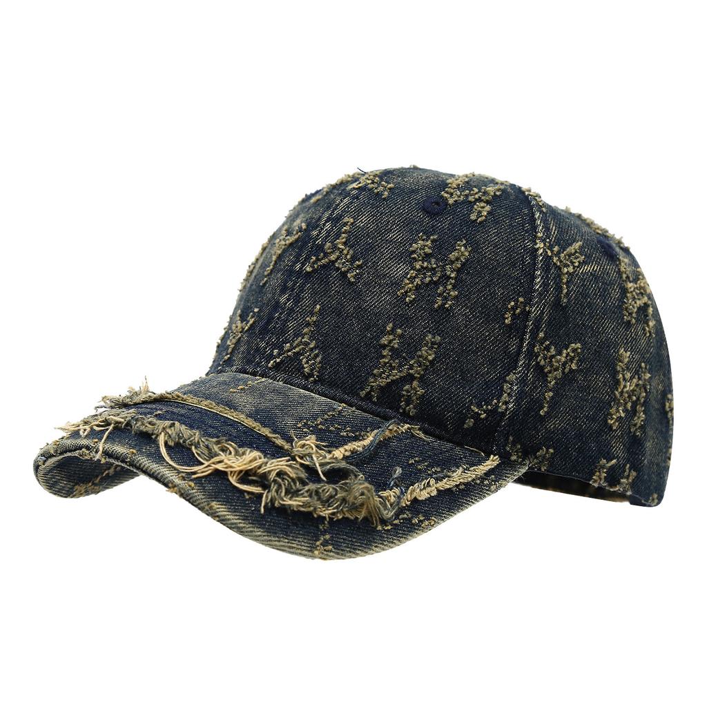 European and American Retro Heavy Industry Rough Edge Washed Old Denim Baseball Cap Men and Women Street Personality Trend Versatile Cap
