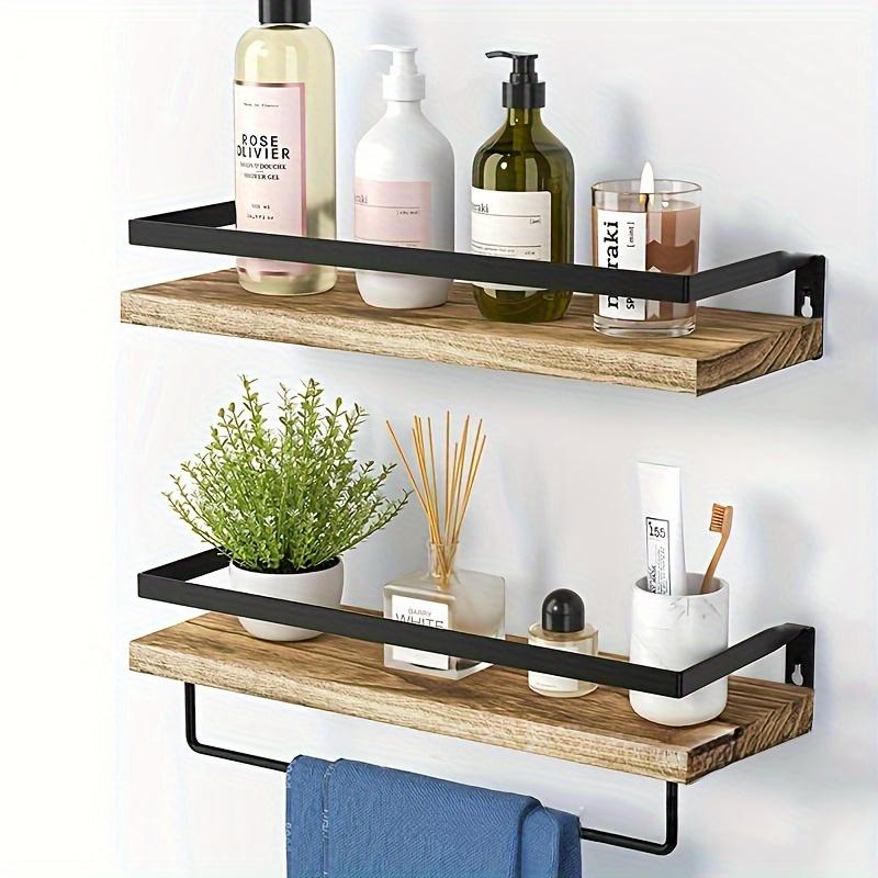 Solid Wood Floating Shelves Wall Mounted Rust Proof Storage Rack for Bathroom Bedroom Wall Decor Living Room Accesories