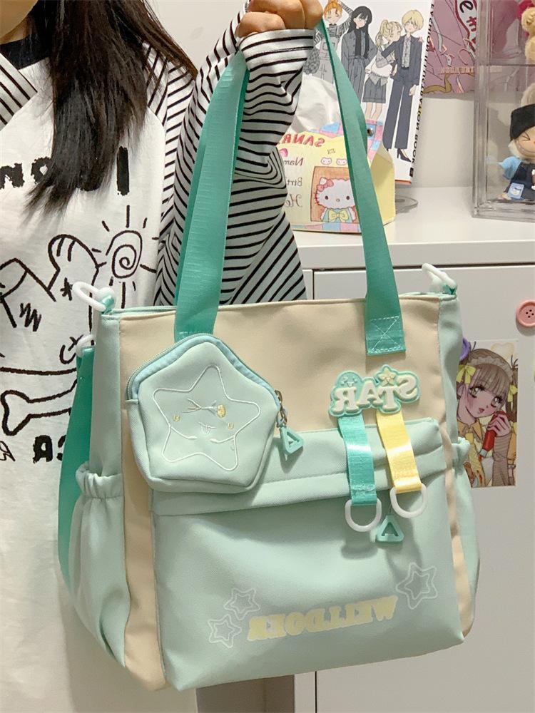 School Bag Japanese Ins Cute Student Portable Tutoring Bag High Value Large Capacity Casual Shoulder Bag Versatile Sweet Backpack
