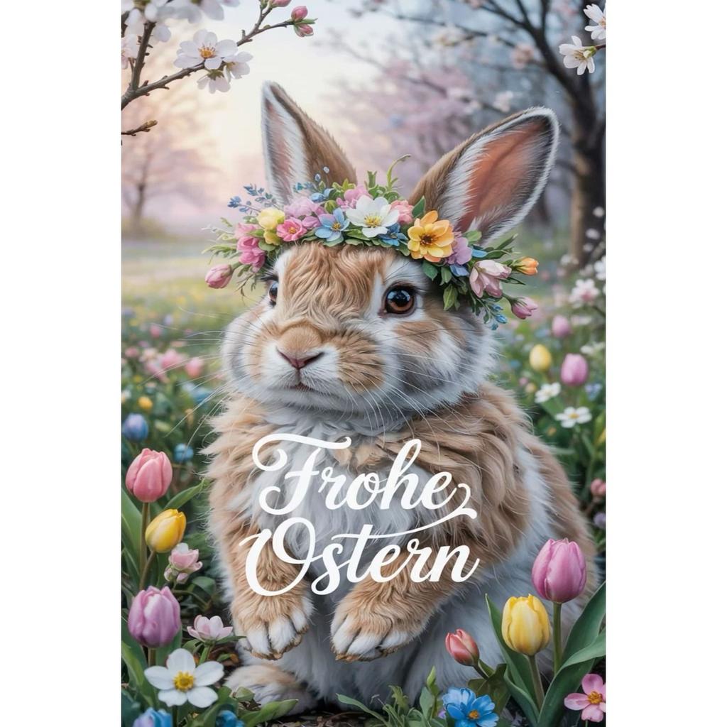 Easter Metal Wall Art Decor Vintage Cartoon Bunny Rabbit Rustic Tin Sign Home