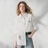 CHUYU Women's Cotton Embroidered Polo Collar Shirt