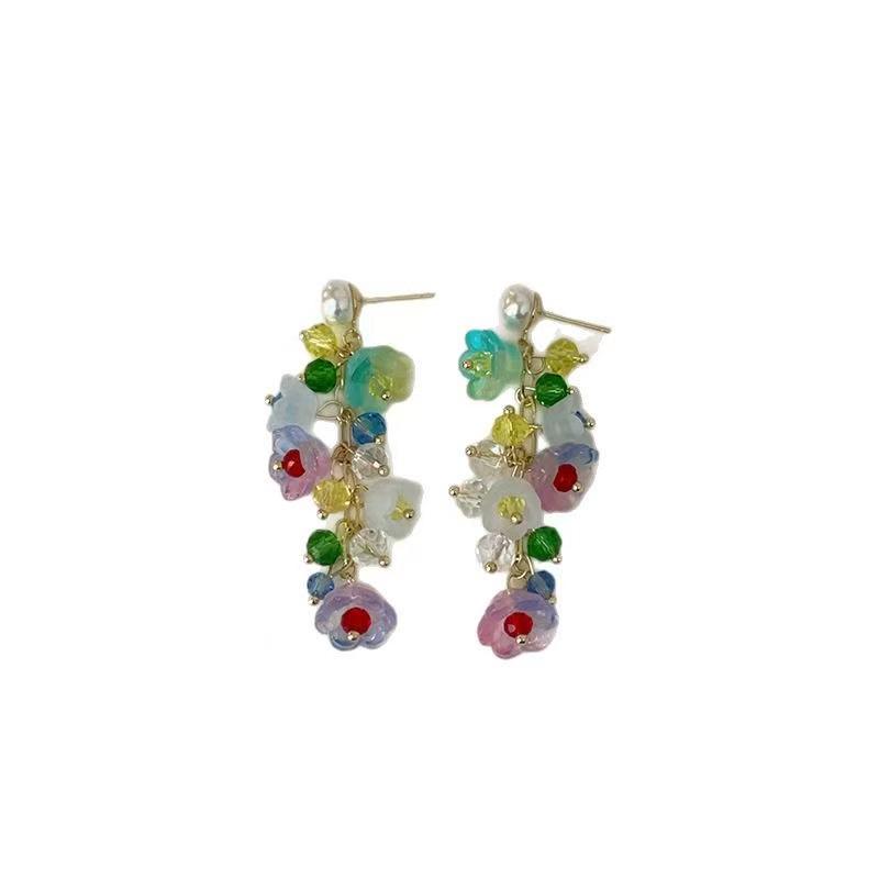Elegant Grape Cluster and Wheat Ear Tassel Earrings for Women - Fashionable and Versatile Slimming Ear Jewelry