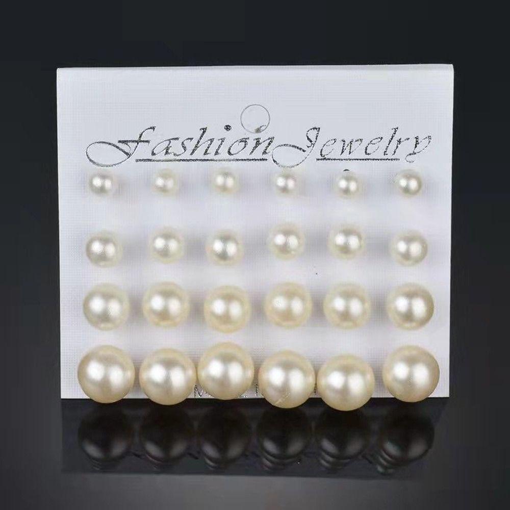 Girl Gift Trendy Imitation Pearl Earrings Girl Stud Earrings Set Ear Studs Korean Style Earrings