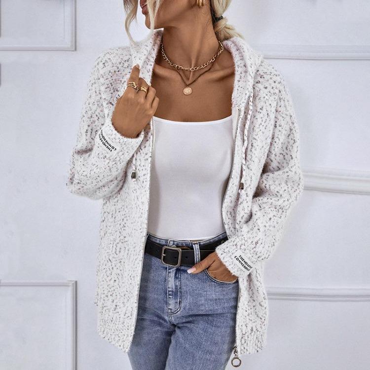 Loose V-Neck Long Sleeve Solid Color Vintage Knitwear Sweater Cardigan Top Autumn Winter