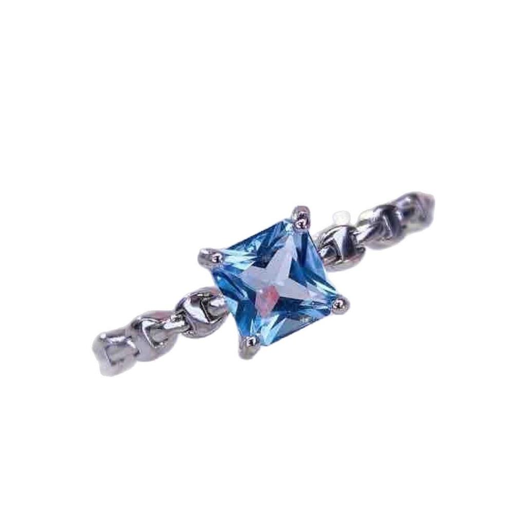 Natural Blue Topaz S925 Silver Ring - Simple Design Jewelry