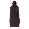 Women's Summer New Sexy Halter Mini Dress Sleeveless Tie Back Backless Ruched Bodycon Slim Fit Night Out Party Club Cocktail Dress
