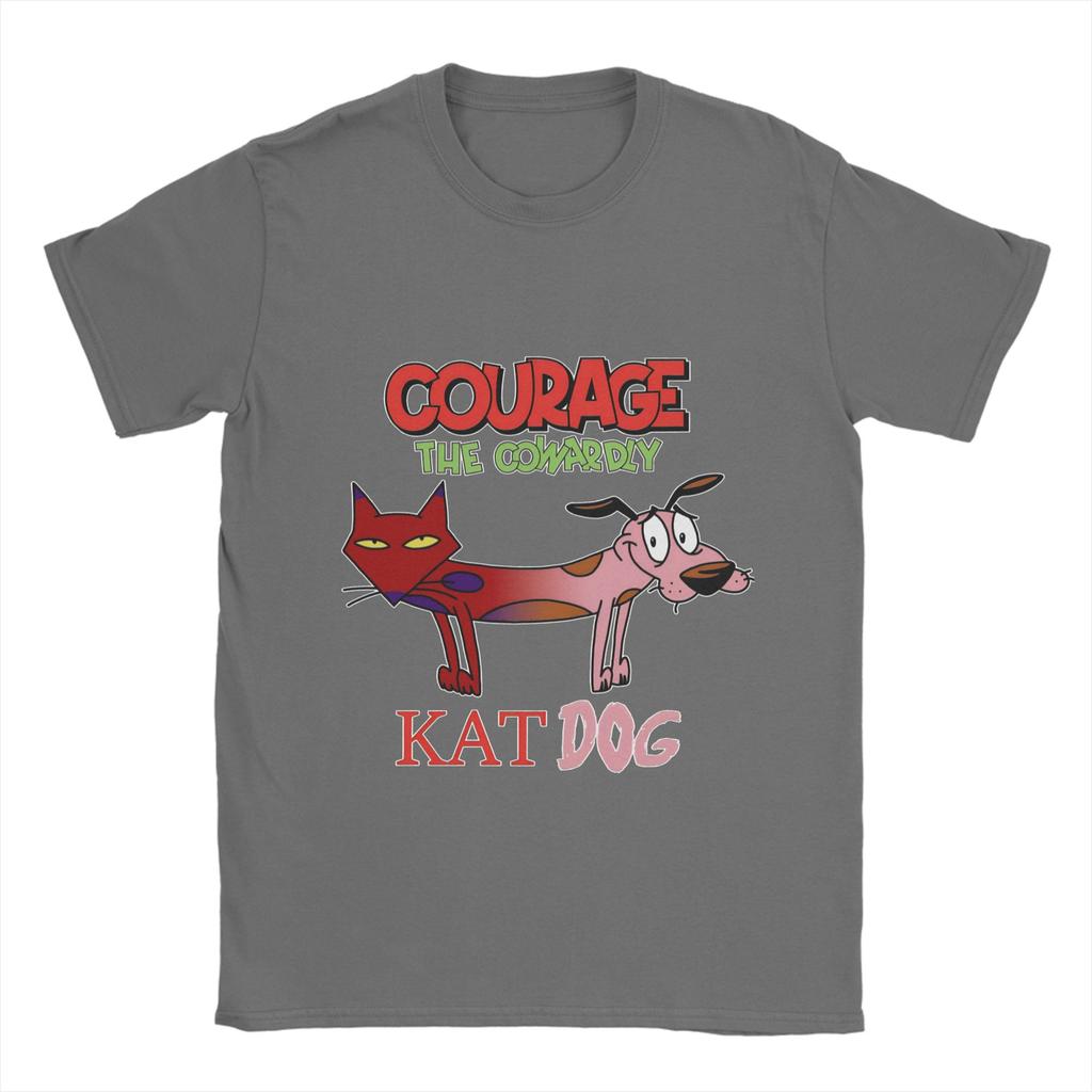 Courage Dog  T Shirts Men's  Pure Cotton Awesome T-Shirts Round Neck  Tee Shirt Short Sleeve Clothing Printed
