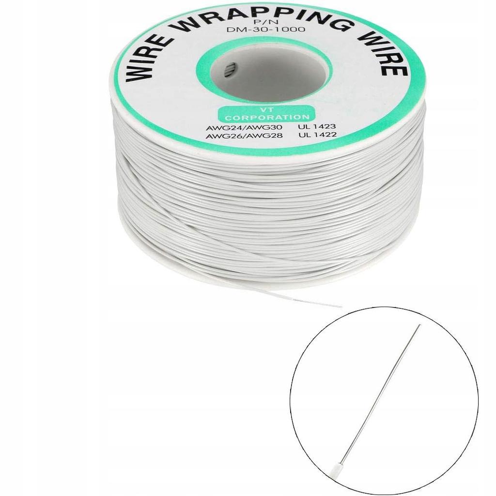 Rosfix Przewód Kynar AWG 0.25mm Biały 200m – Niskonapięciowy | Średnica Drutu 0.25mm | Wysoka Jakość i Trwałość