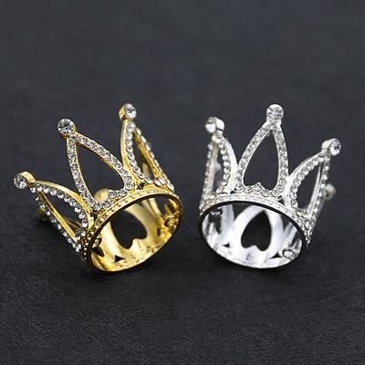 Coroa de bolo redonda infantil, acessórios decorativos para assar, aniversário, liga, strass, acessórios para cocar, ornamento