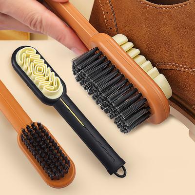 Spazzola per la pulizia degli stivali con manico lungo e 2 lati, set di gomme per cancellare le macchie sulle scarpe, polvere e pelle scamosciata, spazzola per la pulizia delle scarpe, cura delle scarpe