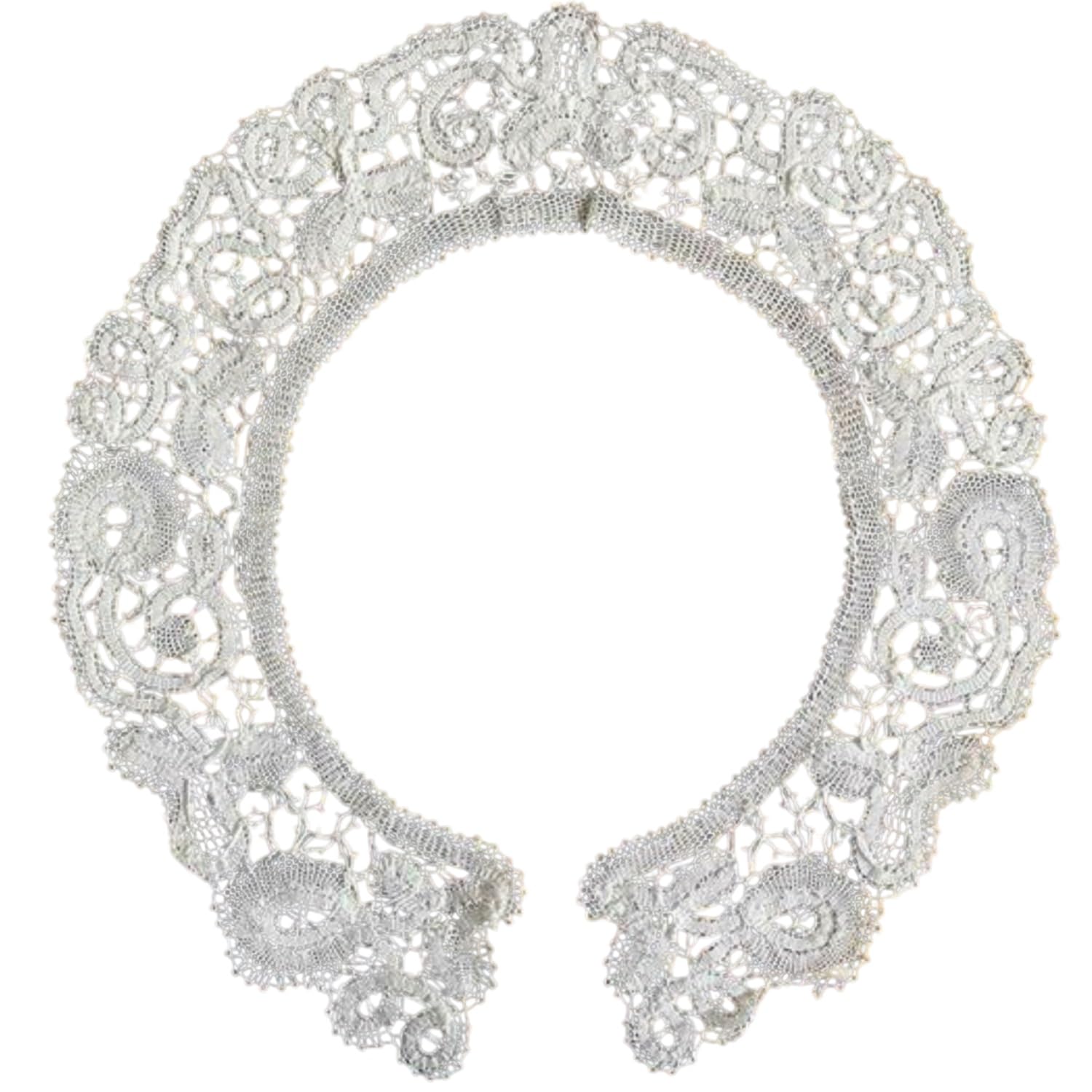 

Vivienne Handmade Bobbin Lace Collar Cover, Round, 50cm, White, WN450