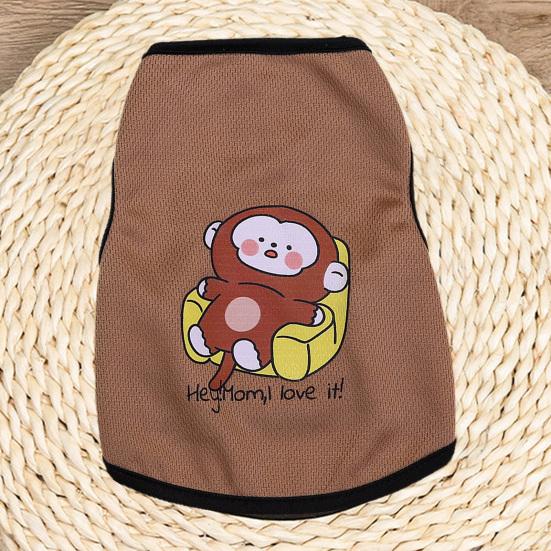 Kamizelka dla zwierząt Wykwintne obszycie Nadruk Miękka kreskówkowa zwierzęca Okrągła szyja Oddychająca siateczkowa sukienka Urocza letnia bluzka dla kota i psa