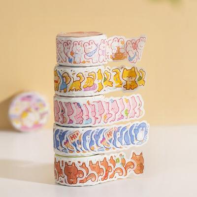 100 PCS Cute Cartoon Animal Washi Masking Tapes for Scrapbooking Planners DIY Crafts Material Decoration
