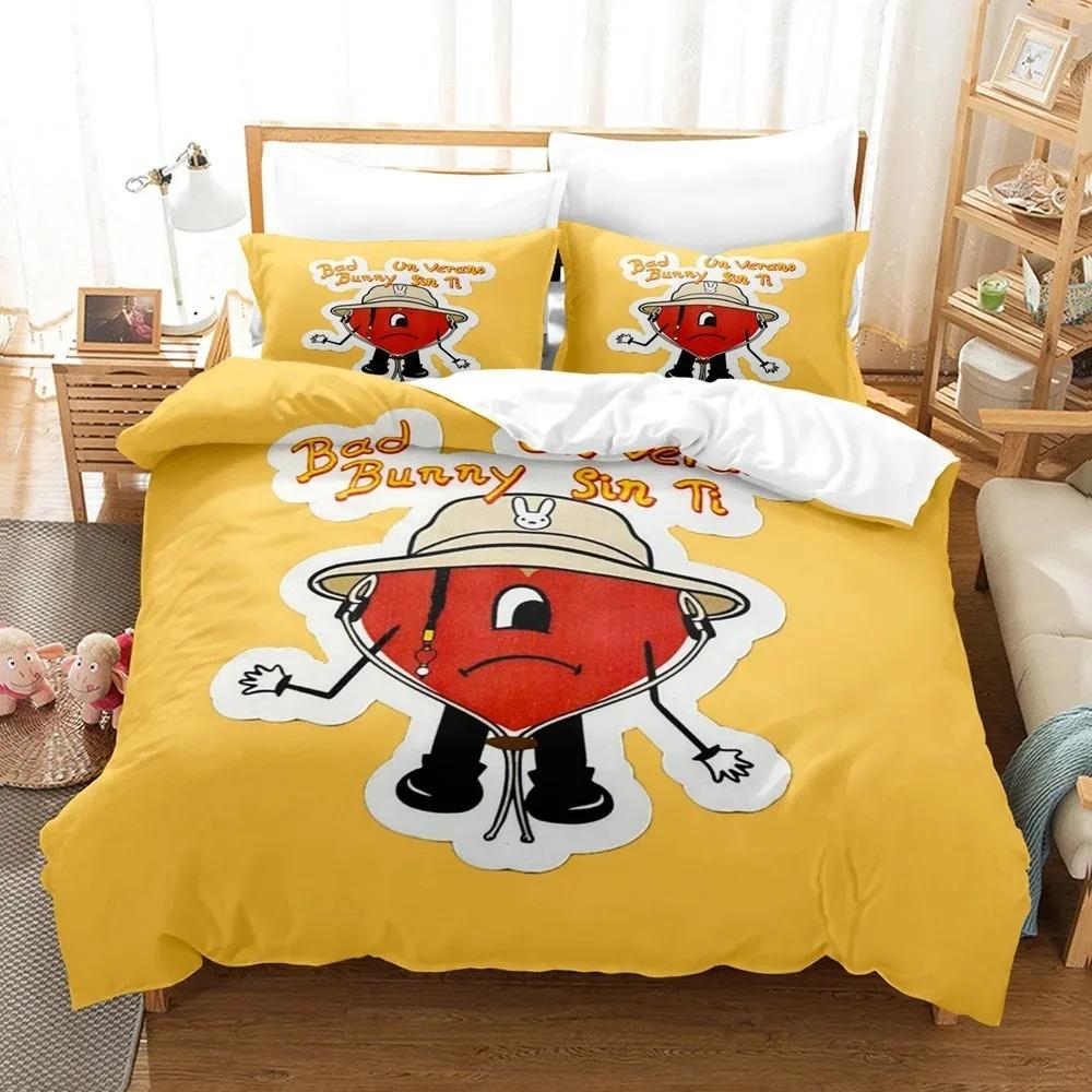 Bad Bunny Un Verano Sin Ti Bettbezug-Set Mode Leinwandbild Bettwäsche-Set, für Erwachsene Jugendliche Full Queen Size Bettdeckenbezug-Sets