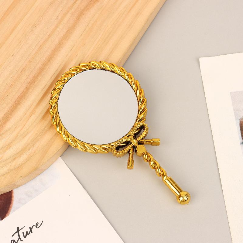 Portable Vintage Handheld Makeup Mirror Hand Hold Round Cosmetic Mirrors European Style Noble Ancient Court Mirror Beauty Tool