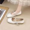 French square head shallow mouth single shoes women's 2025 summer new soft-soled beanie shoes fairy style with skirt Mary Jane shoes