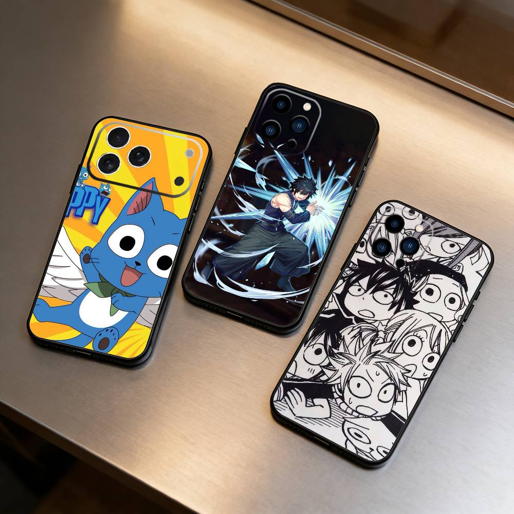 ANIME F-FAIRY TAIL Phone Case For iPhone 16,15,14,13,12,17,Pro Max,Plus Silicone Black Case