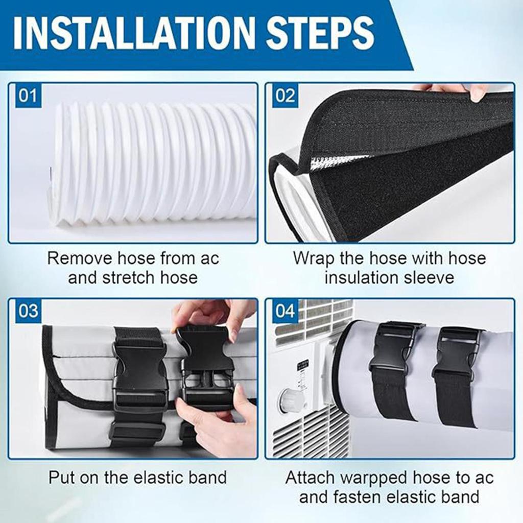 Portable Air Conditioner Exhaust Hose Cover AC Hose Cover Waterproof Ac Hose Insulation Sleeve With 3 Buckle Straps For AC