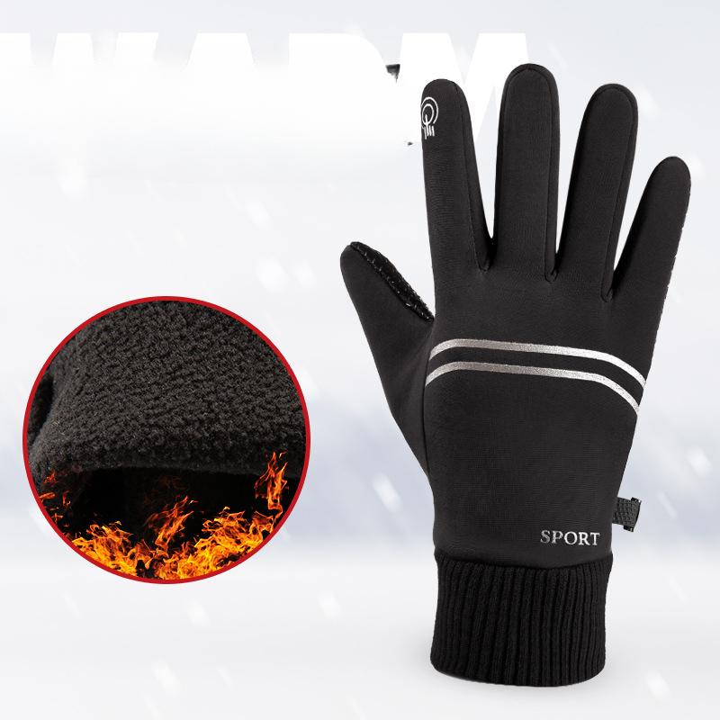 Cycling Gloves All Fingered Outdoor Sports Mountaineering Cycling Gloves Waterproof Windproof Non Slip Plus Velvet Touch Screen Gloves
