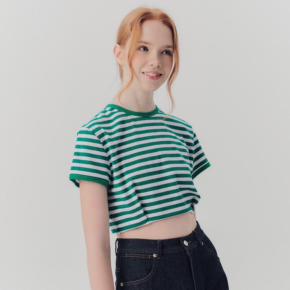 WEDNESDAY DELIGHT Wed_Modern Stripe Crop Top_Green