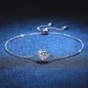 Women's Classic Instagram Style S925 Sterling Silver Bracelet with One Carat D Color Moissanite, Four-Prong Design, Light Luxury Fashion.