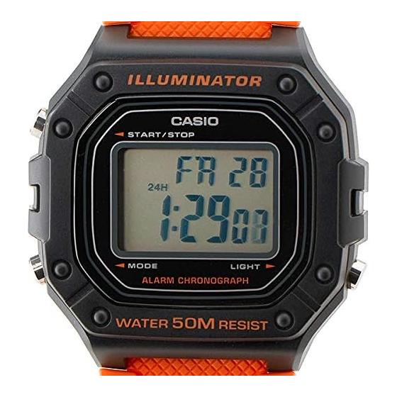 [Casio] STANDARD DIGITAL Casio Standard Digital W-218H-4B2 Watch Men's Women's Cheap Casio Cheap Price Black Black Orange [Parallel Import]