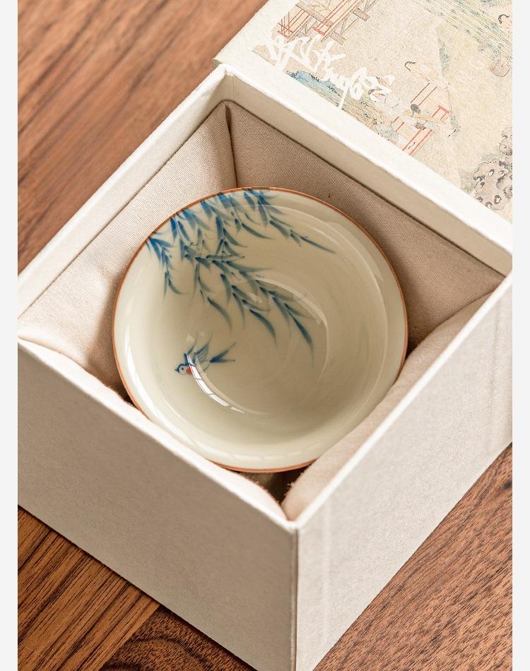 Tea Cup Handmade Willow Swallows Japanese Ceramic Teacups Porcelain Tea Tasting Chinese Kungfu Household Teaware Master Cups