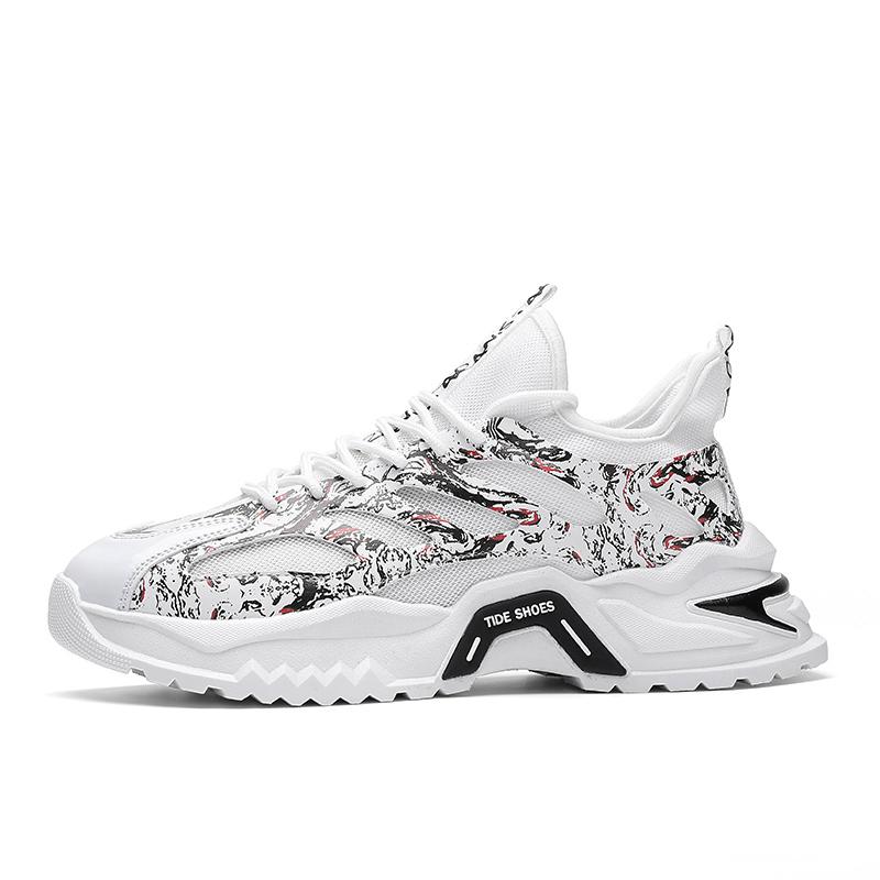 

Новые мужские туфли для папы на толстой подошве, модная студенческая спортивная обувь для подростков, повседневная мужская обувь с сеткой 39 белый