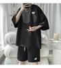 ANGELCITY Summer Plus Size Short and and Summer L951 Men's Set, Sweatshirt, Jersey, Sleeves, Shorts, T-Shirt Shorts, 2-Piece Set, Sportswear,
