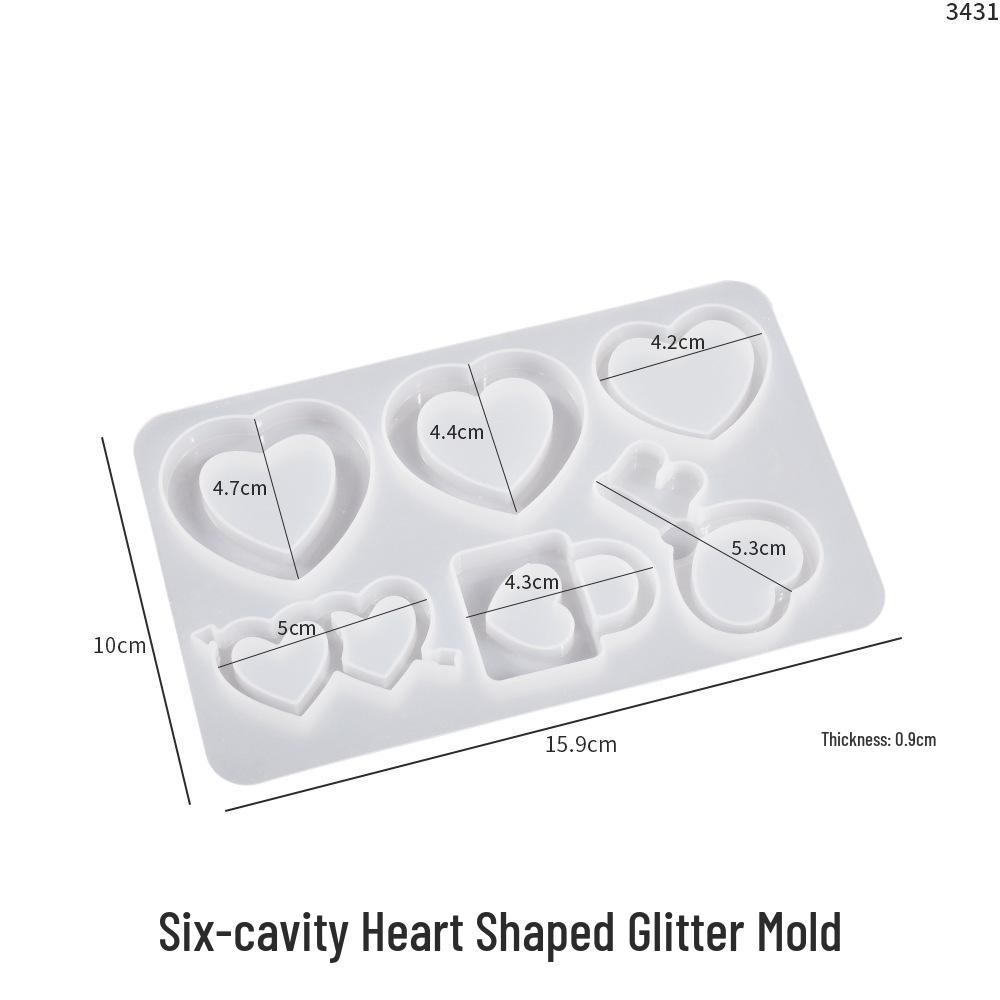 Poppy Crystal Resin Heart Sand Keychain Mold - Valentine s Day Gift Ornament