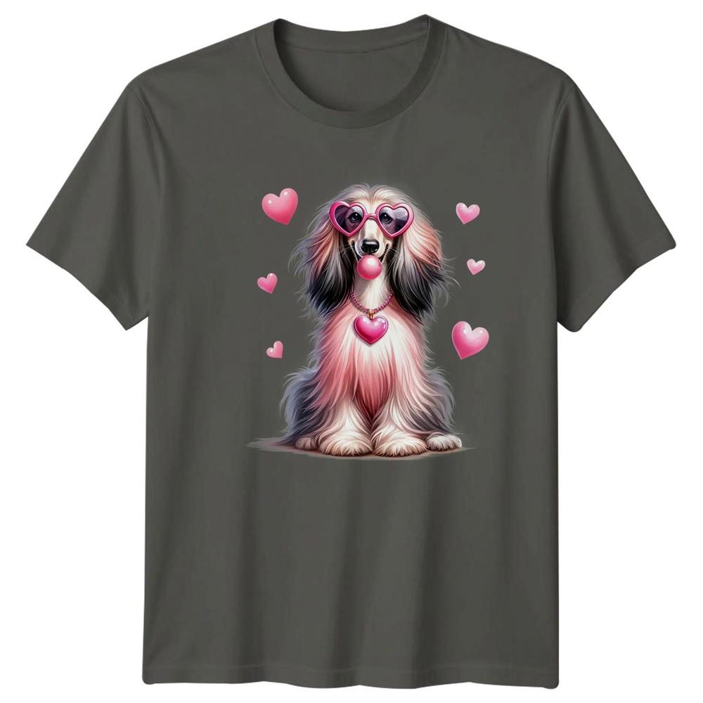 Afghan Hound Dog Heart Sunglasses Bubblegum Animals Unisexs Unisexs Graphic Tee S