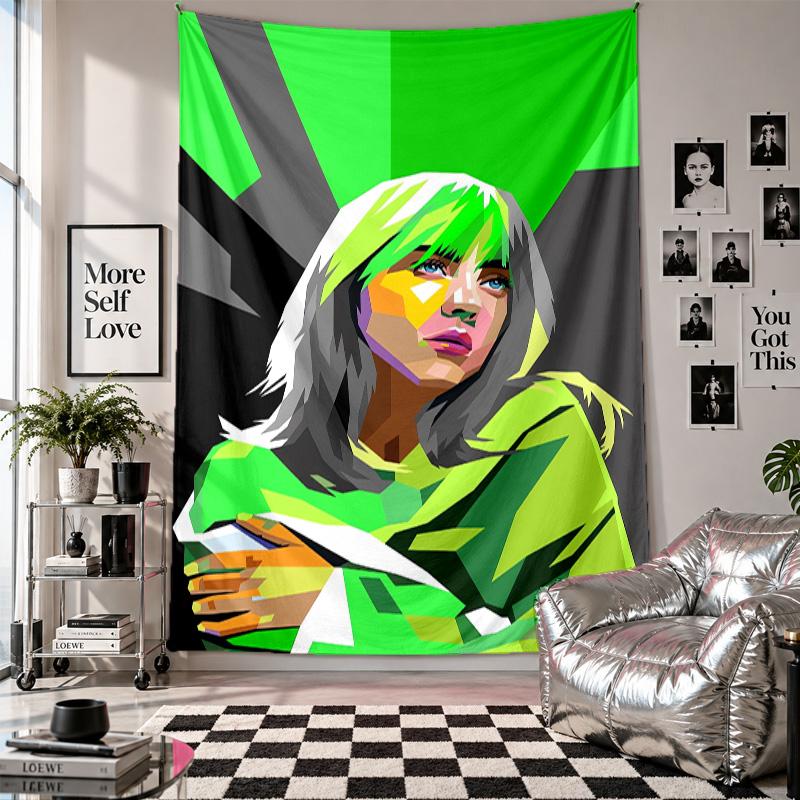 Wandbehang Billie Eilish Kunst Hängendes Tuch Dekorative Hintergrundabdeckung für Raumdekoration