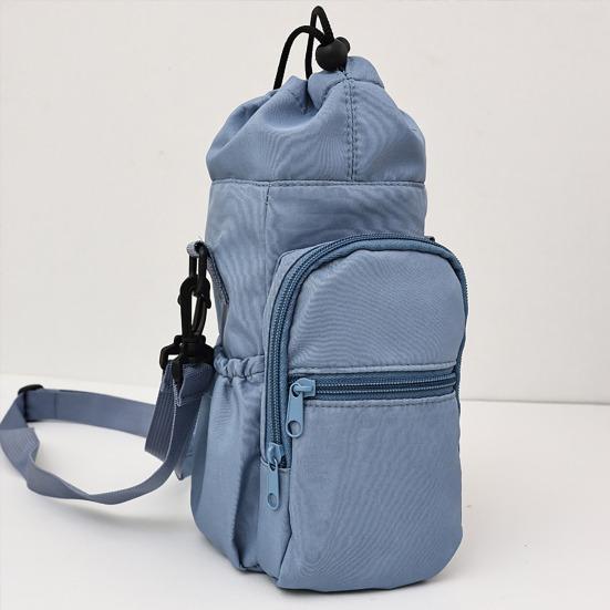 Thermal Water Cup Cover Water Bottle Sling Bag Insulated Cup Holder with Storage Pockets Travel Cup Protector for Hiking Biking