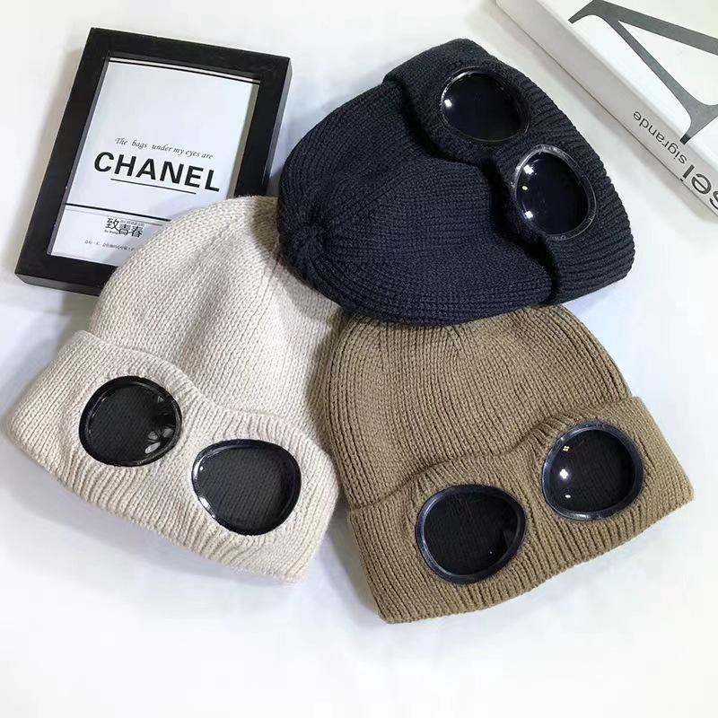 Unisex Herren Damen Strickmütze mit Brille Winddicht Winterwärmer Ski-Beanies Weich Warm Rutschfest Ohrenschutz Garros