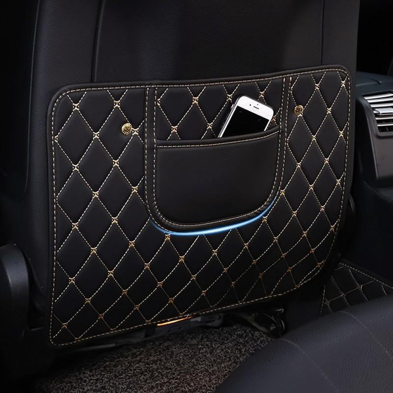 Upgraded Car Kick Mat & Back Seat Organizer for Child Seats