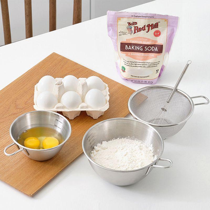 Reborn. J Stainless Steel New Mini Short-Handle Mixing Bowl Set 13cm / 500ml Fruit Vegetable Basket Strainer Measuring Cup