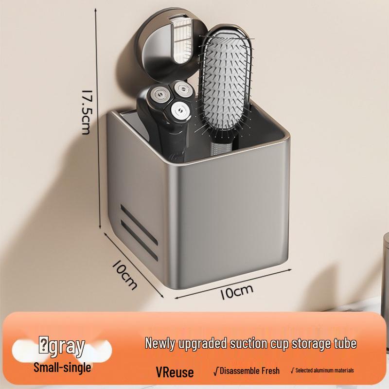 Wall-Mounted No-Drill Bathroom Toothbrush and Mouthwash Holder with Suction Cup