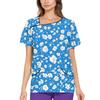 Women's Printed Work Clothes, Sloping Collar And Double Layer Pockets, Basic Top Pullover