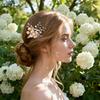 Hollow Out Leaf Hair Pin Woth Rhinestone Pearl U Shape Hair Clip For Wedding Bridal Updo Hairstyle Decoration