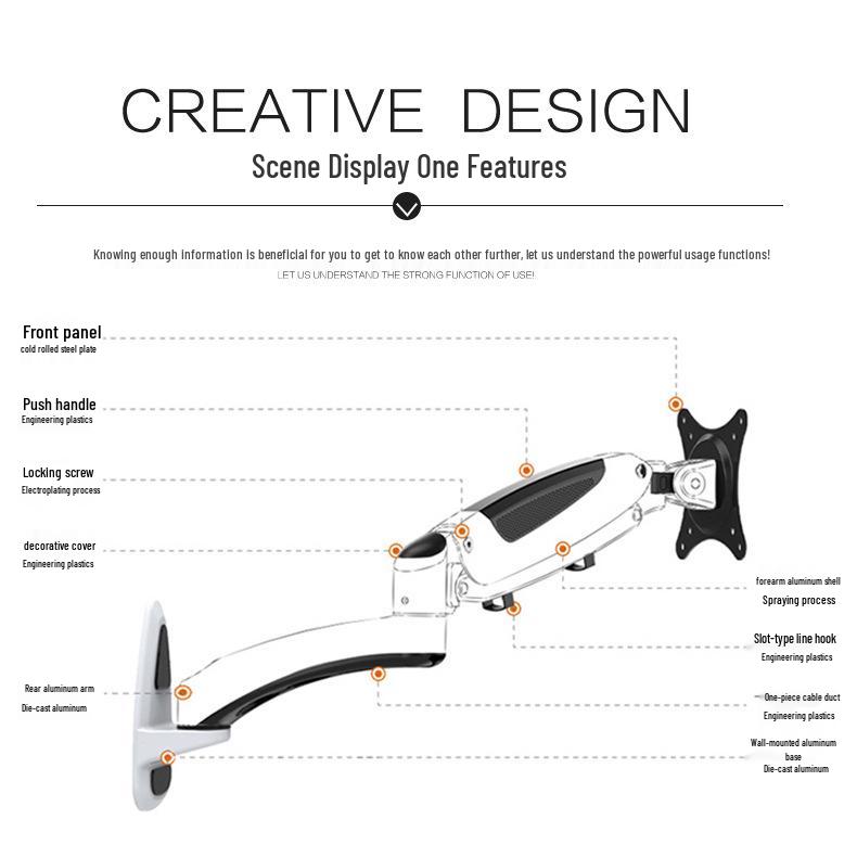 Gibbon 27" Plynový pružinový volně vznášející se nástěnný držák GM112W pro monitory