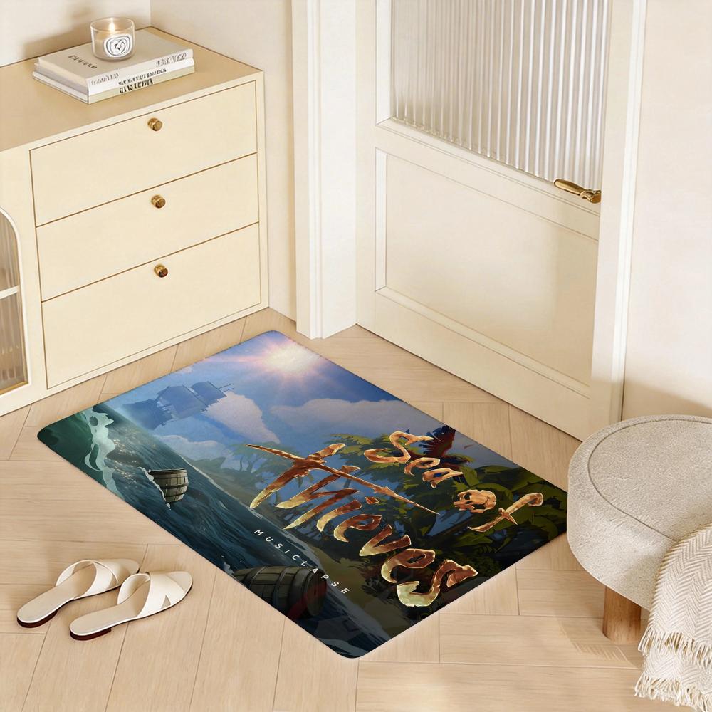 Game G Sea of Thieves Floor Mat Eco  Flannel Doormat Non Slip Odorless Indoor Floor Rug Soft Short Plush Home Mat