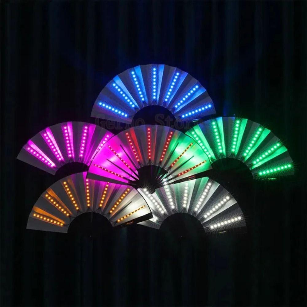 Colorful Hand Led Fans Folding Play Fan Party Decoration Dancing Light Fan