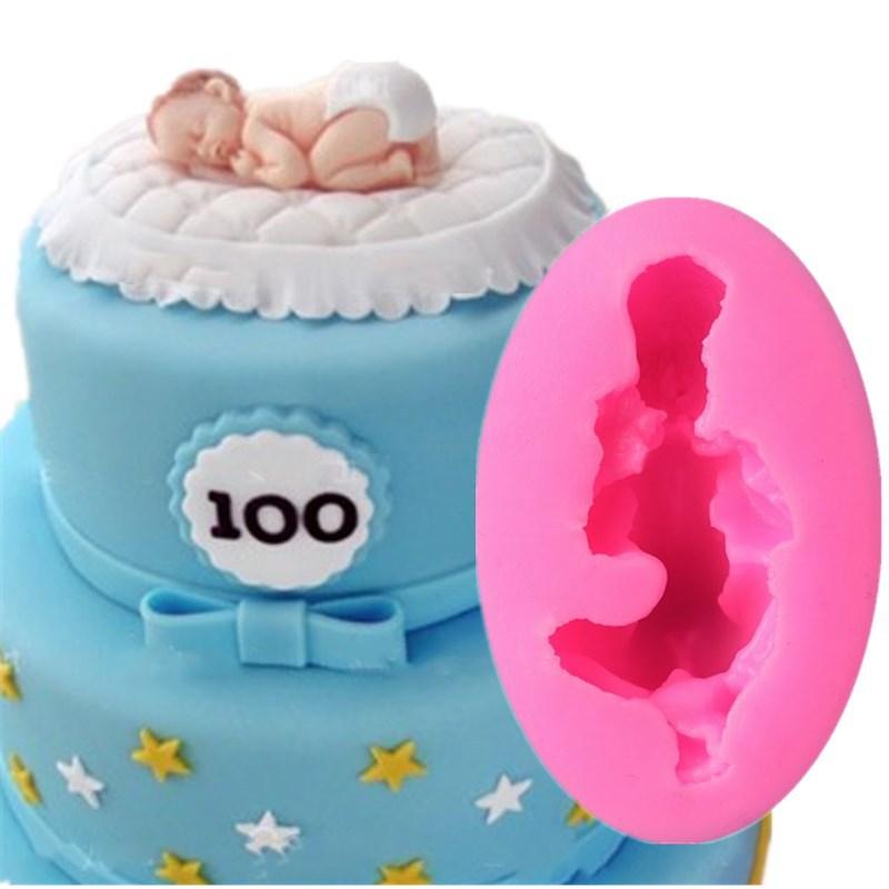 Kreative 3D Schlafende Baby Puppe Silikon Kuchenform Gesicht nach unten Party Fondant Dekorationswerkzeuge Cupcake Schokolade Backformen