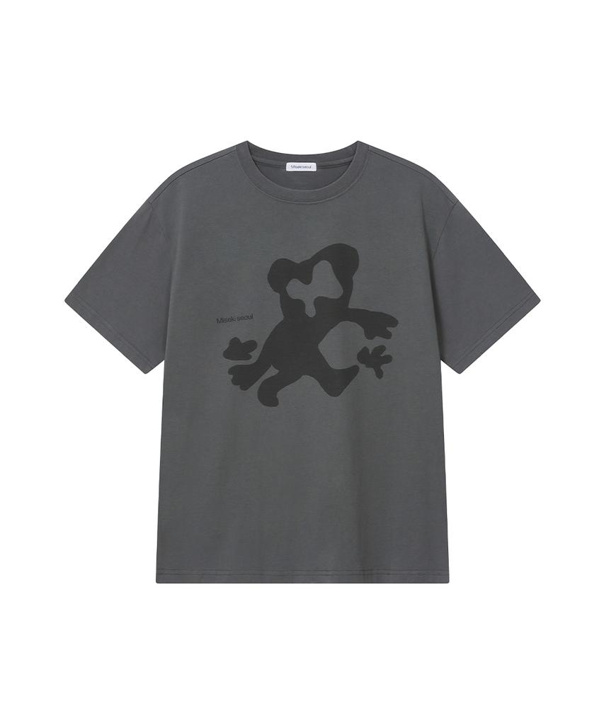 MISEKI SEOUL Teddy Graphic Short Sleeve Charcoal