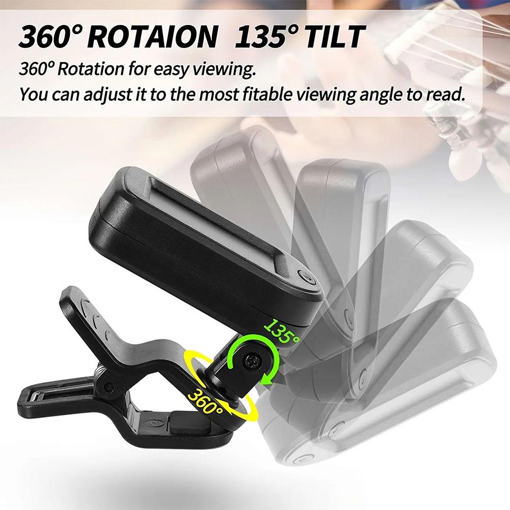 Electronic Clip-On Digital Guitar Tuner LCD Screen for Violin Bass Ukulele Chromatic Tuning Modes Bass Instruments Accessor T2Y5