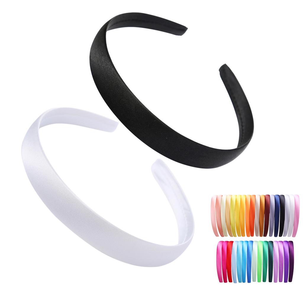 1,5 cm Einfache Stirnbänder Satin Bastelstirnband DIY Haarband Bunte Satinbezogene Stirnbänder für Mädchen Frauen