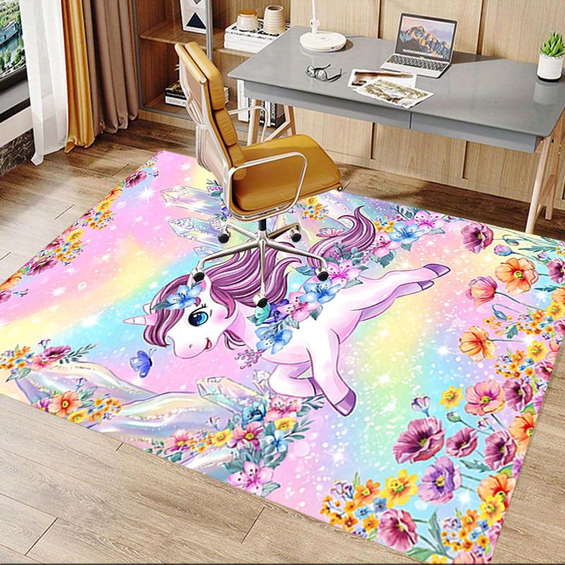 1PC Unicorn Flowers Non-Slip Floor carpet, Office, family, bedroom, Studio - Large Area Rug, Vibrant Colors-C0456