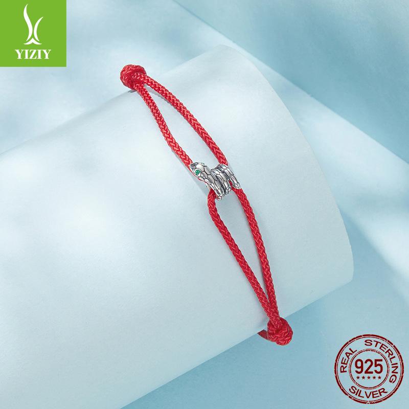 S925 Sterling Silver Spirit Snake Red Hand Rope Bracelet, Fashionable And Popular Lucky Hand Rope Hand Jewelry