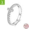 Cross Moissanite Ring, Cross-Border Fashion S925 Sterling Silver Full Diamond Ring Jewelry.